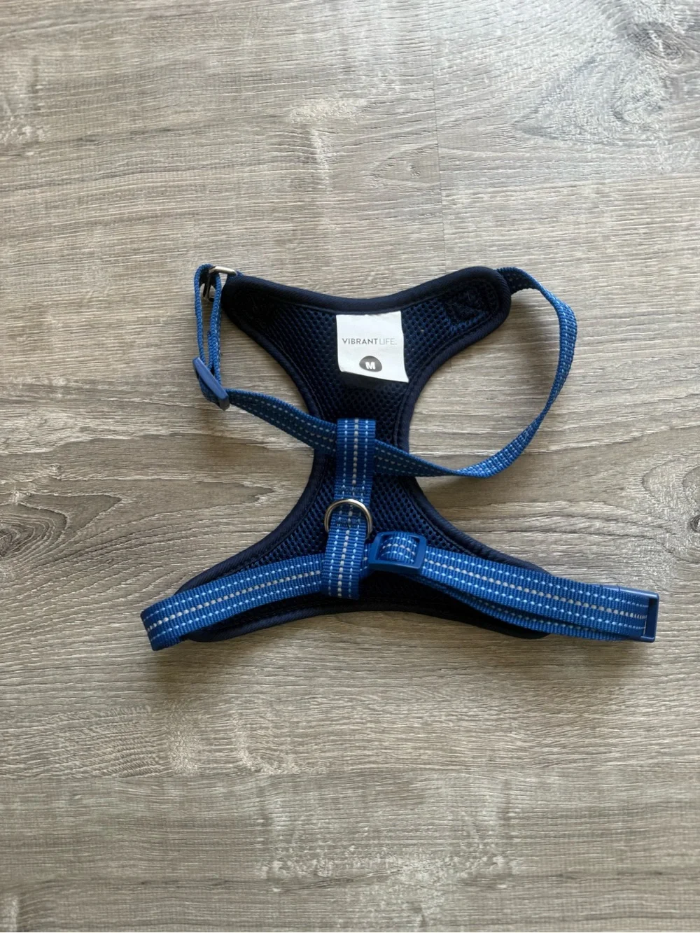 Vibrant Life Flex Knit Medium Dog Harness Soft Adjustable Navy Bright Blue EUC